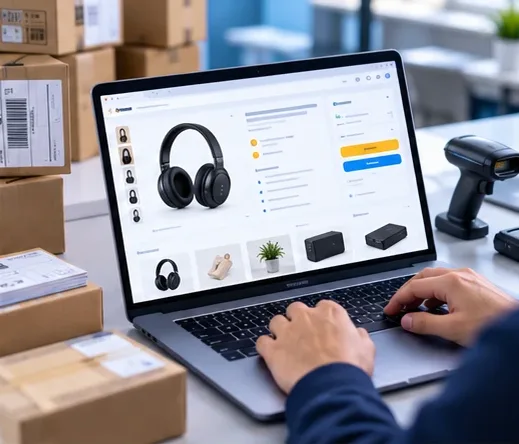 Illustration of a learner working through a Amazon Training exercise on a laptop